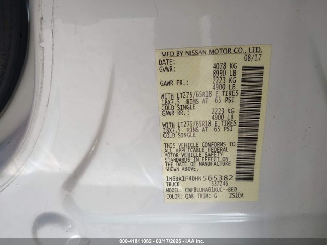 1N6BA1F40HN565382 Nissan Titan Xd Pro-4x Diesel