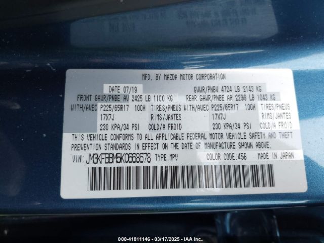 JM3KFBBM5K0668678 Mazda CX-5 SPORT