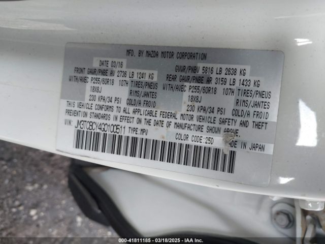 JM3TCBCY4G0100511 Mazda Cx-9 Touring