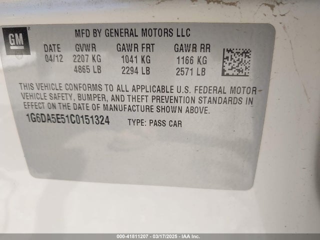 2012 CADILLAC CTS 1G6DA5E51C0151324 Photo 8