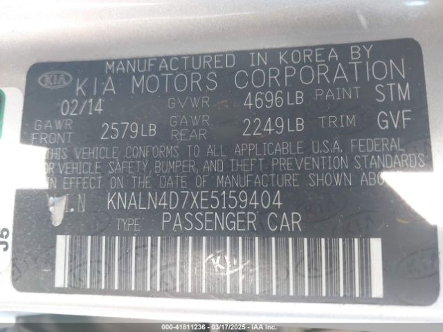 KNALN4D7XE5159404 KIA Cadenza Premium