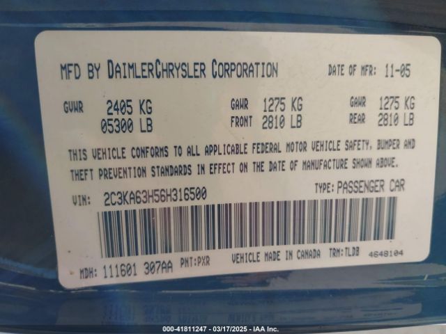 2006 CHRYSLER 300C 2C3KA63H56H316500 Photo 8