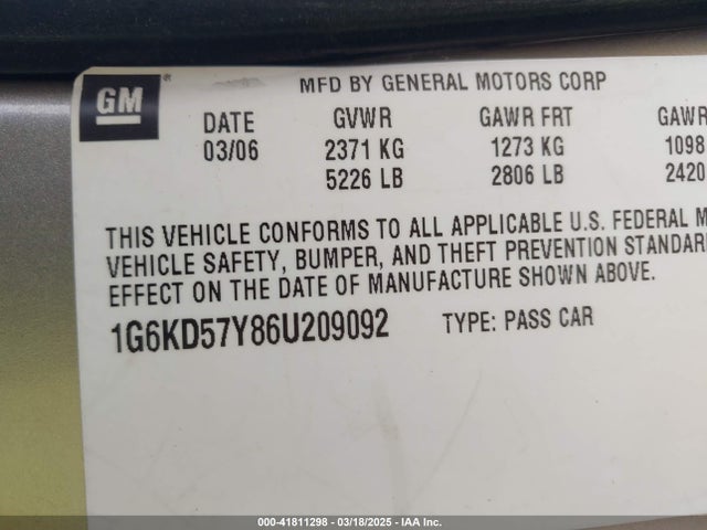 2006 CADILLAC DTS 1G6KD57Y86U209092 Photo 8