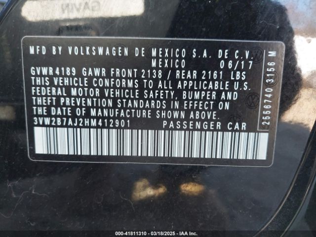 3VW2B7AJ2HM412901 Volkswagen Jetta 1.4t S