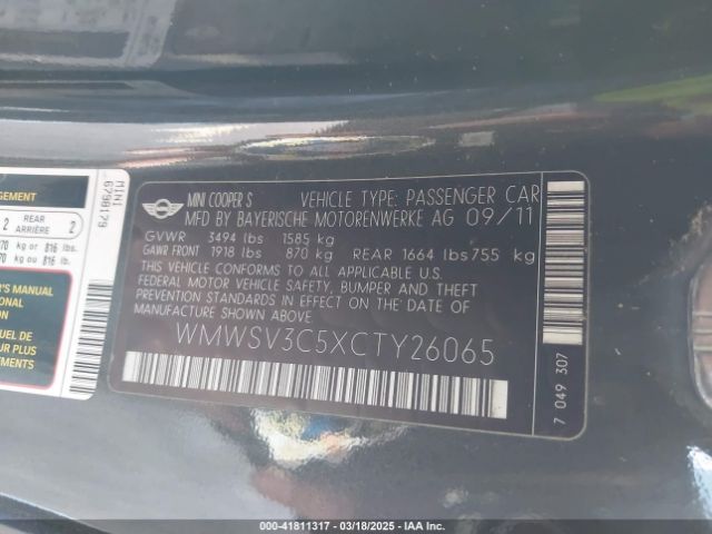 2012 MINI COOPER S WMWSV3C5XCTY26065 Photo 8