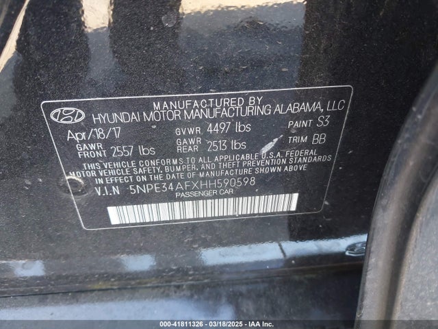 5NPE34AFXHH590598 Hyundai Sonata Limited