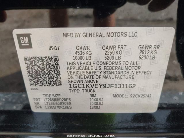 1GC1KVEY9JF131162 Chevrolet Silverado 2500hd Lt