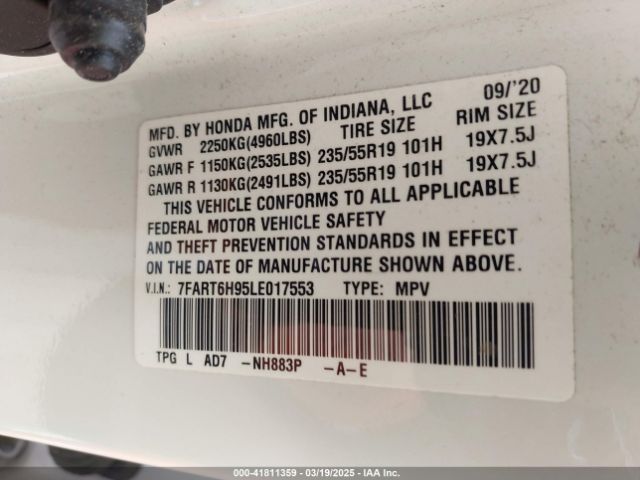 7FART6H95LE017553 Honda Cr-v Hybrid Touring
