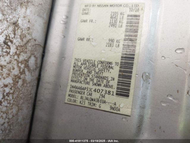 1N4AA6AP3JC407381 Nissan Maxima 3.5 S