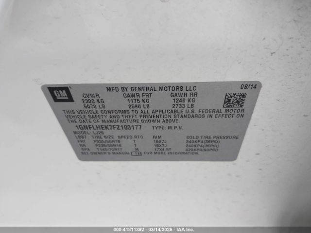 1GNFLHEK7FZ103177 Chevrolet Equinox Ltz