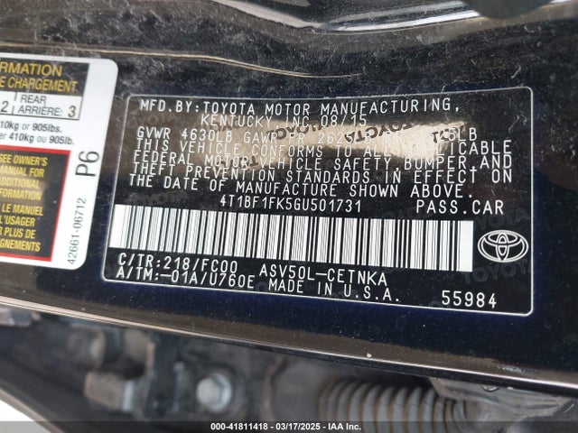 Toyota CAMRY LE 2016 4T1BF1FK5GU501731 Image 9
