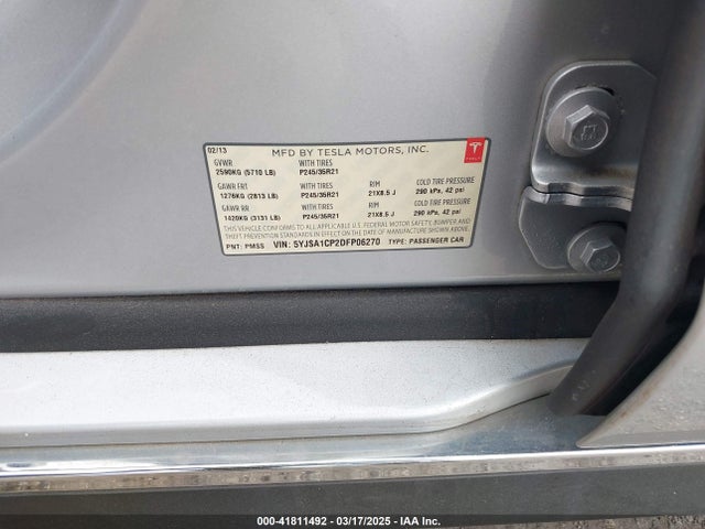 2013 TESLA MODEL S 5YJSA1CP2DFP06270 Photo 8