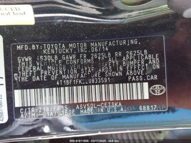 4T1BF1FK2EU833591 Toyota CAMRY SE