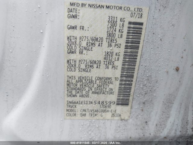 1N6AA1E51JN548599 Nissan Titan Sl