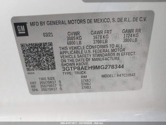 3GTP8AEH9MG278344 GMC Sierra 1500 2wd  Short Box