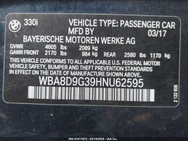 WBA8D9G39HNU62595 BMW 330i Xdrive