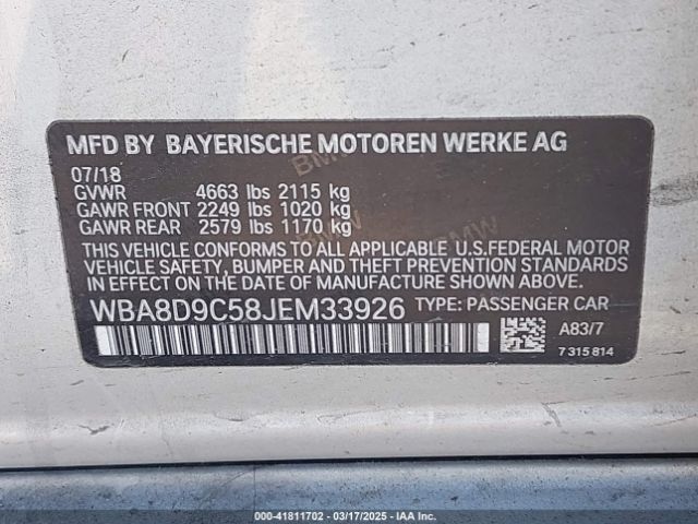 WBA8D9C58JEM33926 BMW 330I