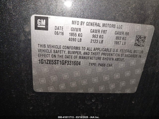 1G1ZE5ST1GF331604 Chevrolet MALIBU 1LT