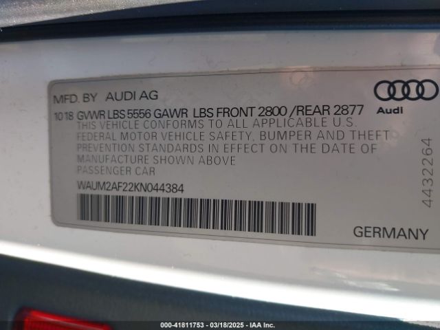 WAUM2AF22KN044384 Audi A6 55 Premium