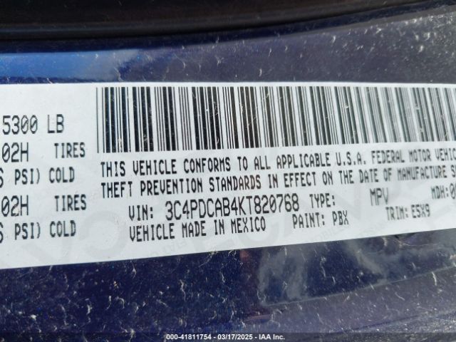 3C4PDCAB4KT820768 Dodge Journey Se Value Package