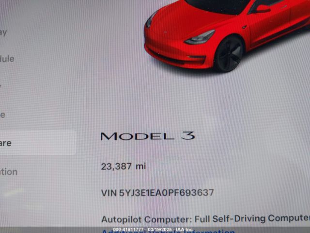5YJ3E1EA0PF693637 Tesla Model 3 Rear-wheel Drive