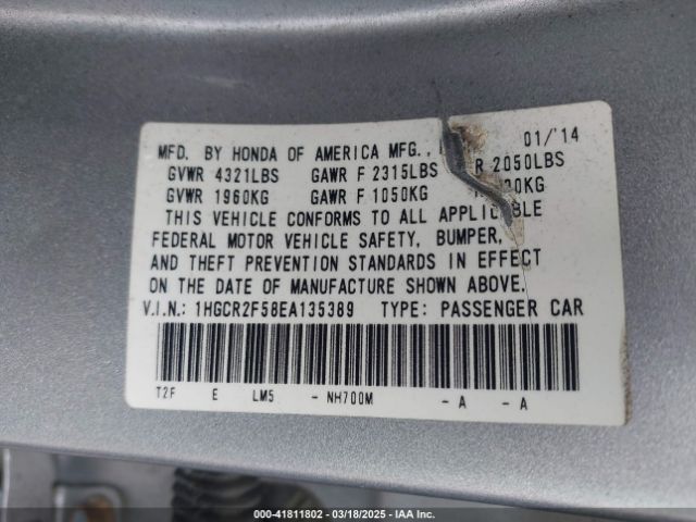 1HGCR2F58EA135389 Honda Accord Sport
