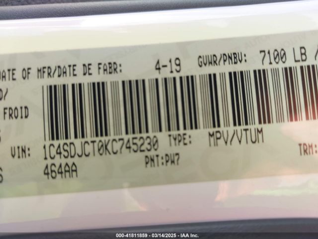 1C4SDJCT0KC745230 Dodge Durango R/t