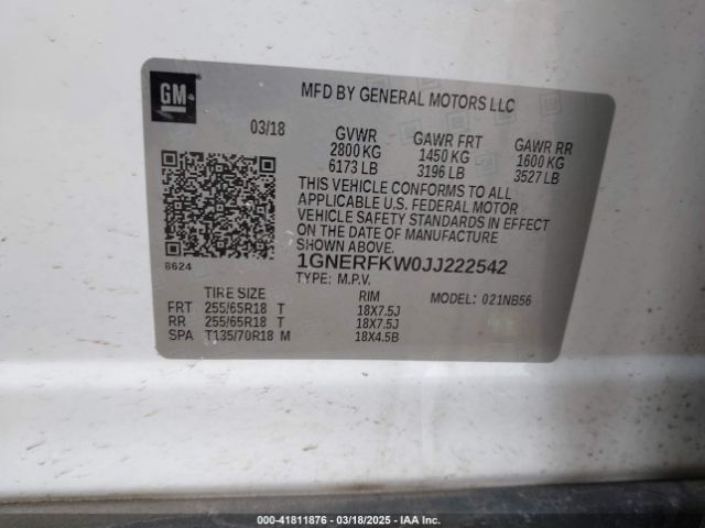 1GNERFKW0JJ222542 Chevrolet Traverse Ls