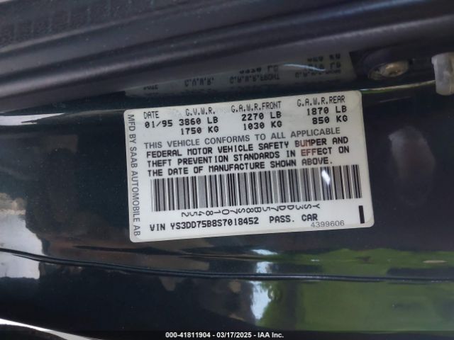1995 SAAB 900 YS3DD75B8S7018452 Photo 8