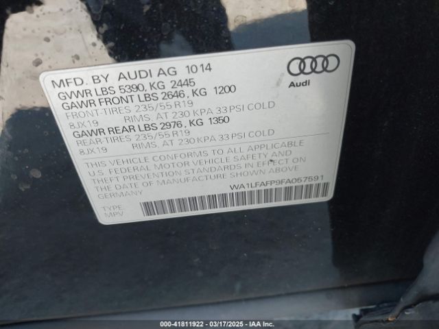 WA1LFAFP9FA057591 Audi Q5 2.0t Premium