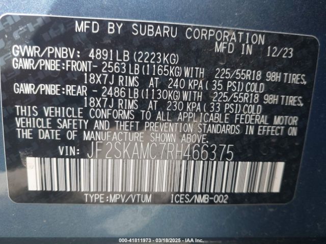 JF2SKAMC7RH466375 Subaru Forester Touring