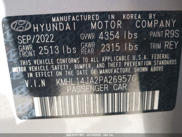 KMHL14JA2PA269576 Hyundai SONATA SEL