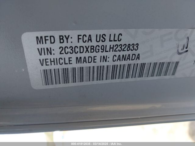 2C3CDXBG9LH232833 Dodge Charger Sxt Rwd