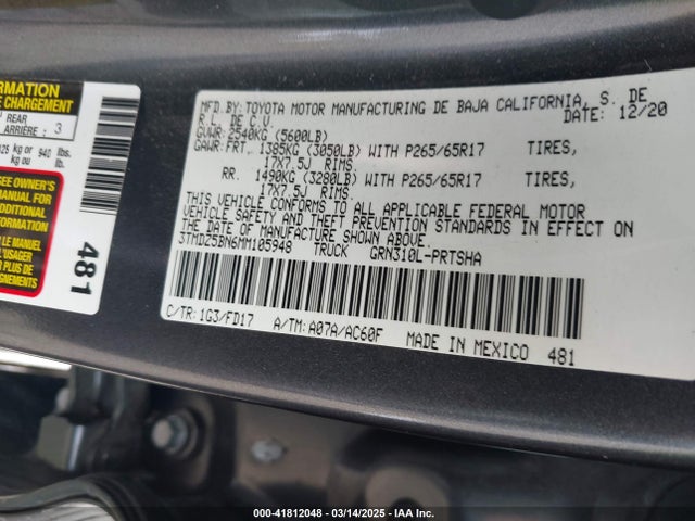 3TMDZ5BN6MM105948 Toyota 2gr-fks