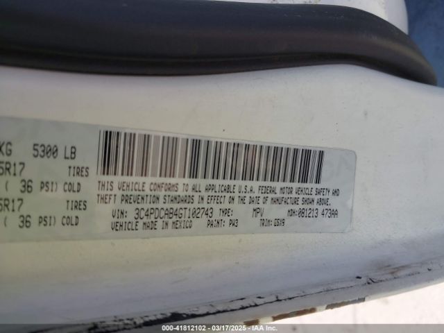 3C4PDCAB4GT102743 Dodge JOURNEY SE