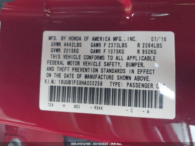 2017 ACURA TLX 19UUB1F5XHA000258 Photo 8