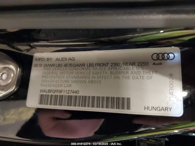 WAUBFGFF9F1127440 Audi A3 2.0t Premium