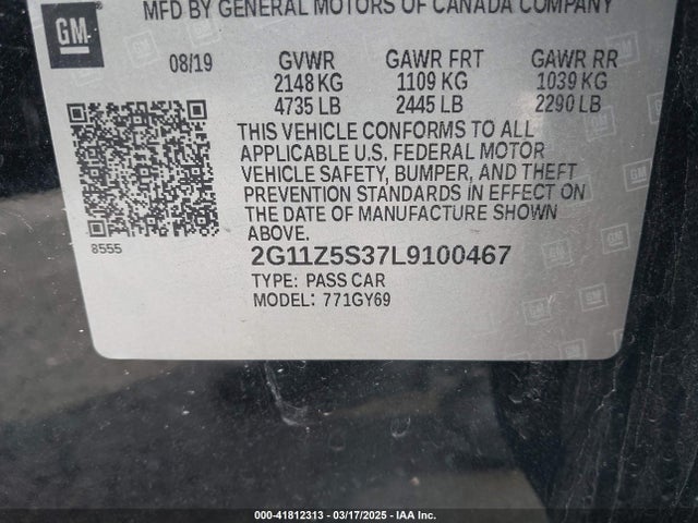 2G11Z5S37L9100467 Chevrolet Impala Fwd Lt