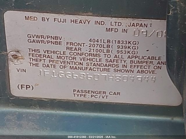 2007 SUBARU IMPREZA OUTBACK SPORT JF1GG63607H804944 Photo 8