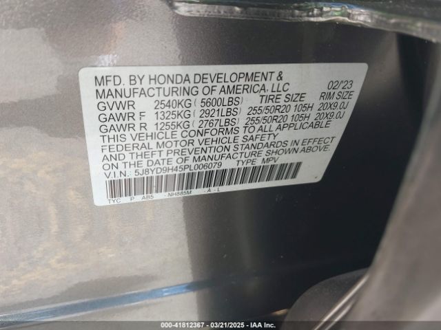 5J8YD9H45PL006079 Acura Mdx Technology Package