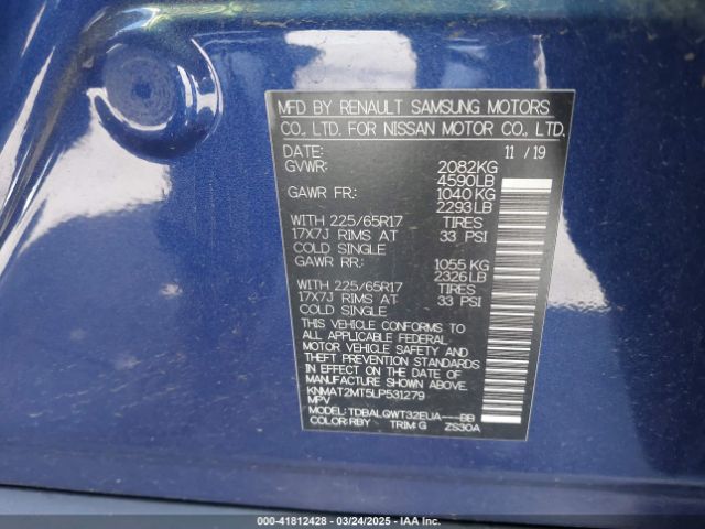 KNMAT2MT5LP531279 Nissan Rogue Sv Fwd