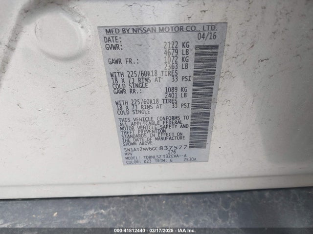 5N1AT2MV6GC837577 Nissan Rogue Sl