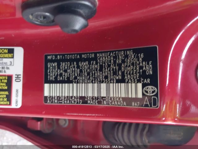 2T1BURHE4GC735548 Toyota Corolla S Premium