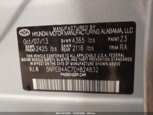 5NPEB4AC7EH824832 Hyundai SONATA GLS