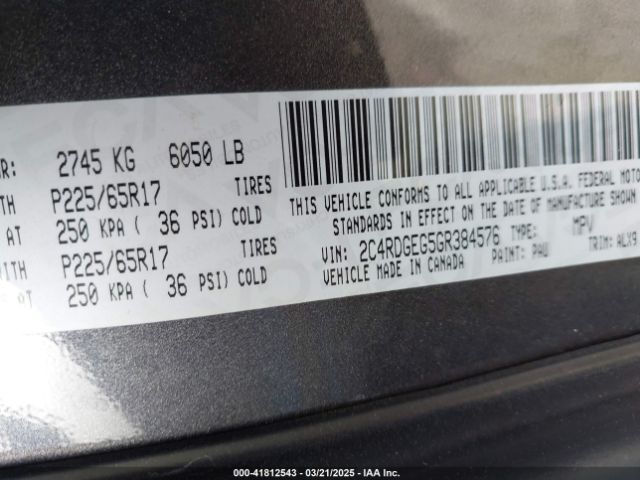 2C4RDGEG5GR384576 Dodge Grand Caravan R/t