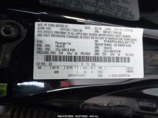 1FADP3L95JL291710 Ford FOCUS ST