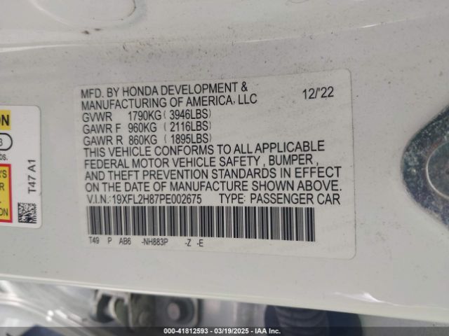2023 HONDA CIVIC 19XFL2H87PE002675 Photo 8
