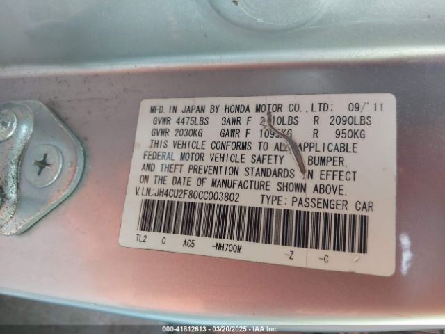 2012 ACURA TSX JH4CU2F80CC003802 Photo 8