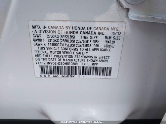 2013 ACURA MDX 2HNYD2H26DH510809 Photo 8