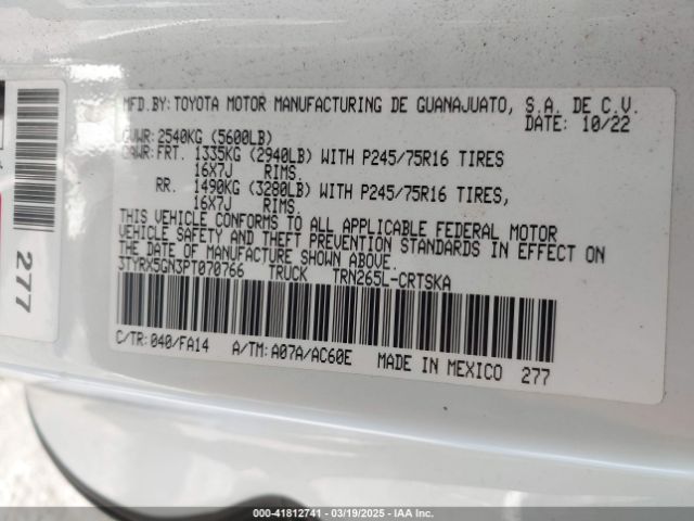 3TYRX5GN3PT070766 Toyota Tacoma Sr